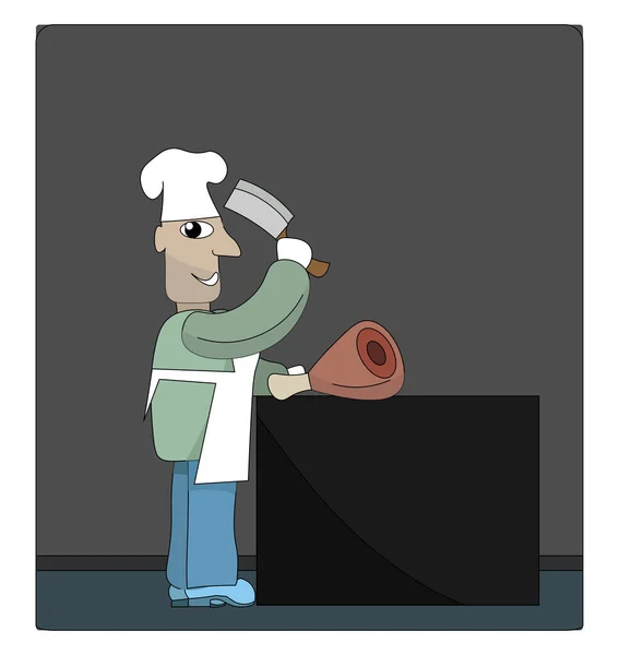 Boucher découpage viande, illustration, vecteur sur fond blanc . — Image vectorielle