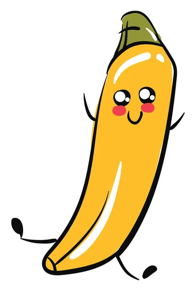 Glad banan, illustration, vektor på vit bakgrund. — Stock vektor