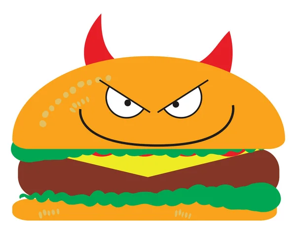 Hambúrguer mal parecido, ilustração, vetor sobre fundo branco — Vetor de Stock