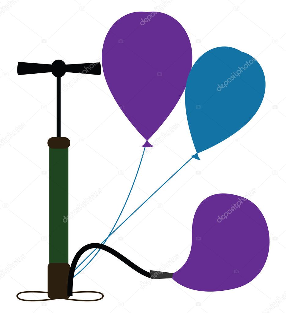 Pumping balloons, illustration, vector on white background.