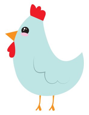 Mavi küçük hen, illüstrasyon, beyaz arka plan vektör.