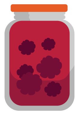 Kavanoz reçel dolu, illüstrasyon, beyaz arka plan vektör.