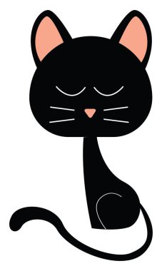 Siyah kedi, illüstrasyon, beyaz arkaplan vektörü.