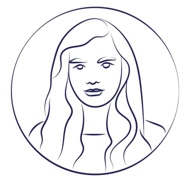 Güzel kız kroki, illüstrasyon, beyaz arka plan vektör.