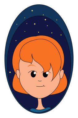 Gece kız, illüstrasyon, beyaz arka plan üzerinde vektör.