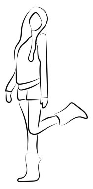 Uzun bacaklı kız, illüstrasyon, beyaz arka plan üzerinde vektör.