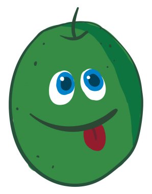 Gözleri ile Mutlu yeşil zeytin, illüstrasyon, beyaz backg vektör