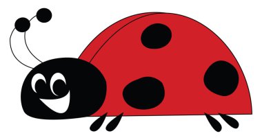 Mutlu uğur böceği, illüstrasyon, beyaz arka plan vektör.