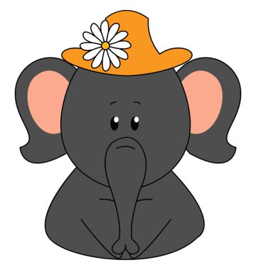 Fil çiçek, illüstrasyon, mon üzerinde vektör ile bir şapka giyiyor