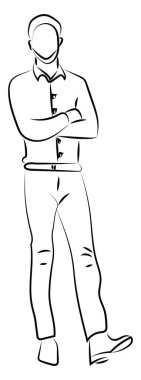 Adam bekliyor, illüstrasyon, beyaz arka plan vektör.