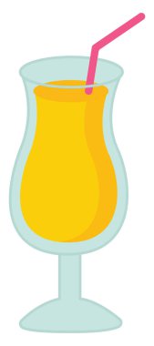 Bir bardak meyve suyu, illüstrasyon, beyaz arkaplanda vektör..