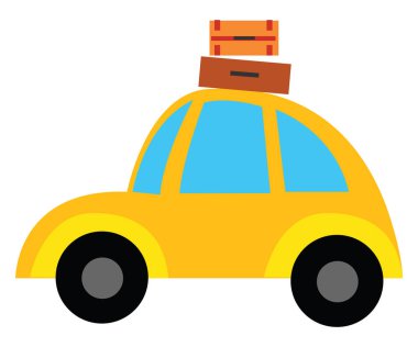 Küçük sarı araba, illüstrasyon, beyaz arka plan vektör.