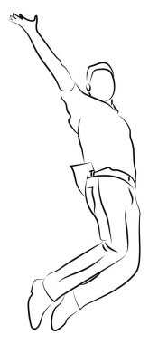 Mutlu adam atlama, illüstrasyon, beyaz arka plan üzerinde vektör.