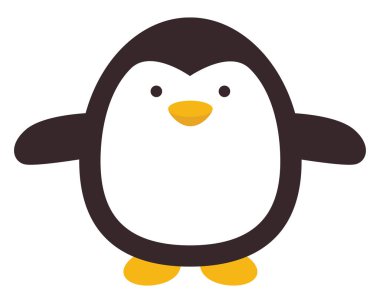 Mutlu küçük penguen, illüstrasyon, beyaz arka plan vektör.