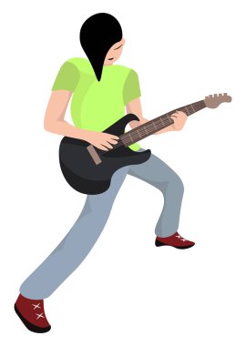 Gitar çalan adam, illüstrasyon, beyaz arkaplan üzerinde vektör.