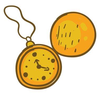 Altın zincir saat, illüstrasyon, beyaz arka plan vektör.