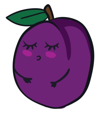 Uyuyan mor erik, illüstrasyon, beyaz arka plan vektör.