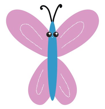 Şirin pembe kelebek, illüstrasyon, beyaz arka planda vektör..