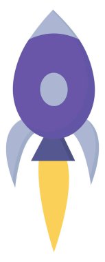 Mor roket uçan, illüstrasyon, beyaz arka plan üzerinde vektör.