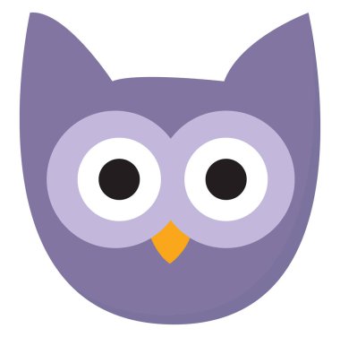 Mor sevimli baykuş, illüstrasyon, beyaz arka plan vektör.