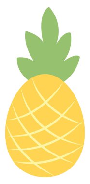 Sarı ananas, illüstrasyon, beyaz arka plan vektör.