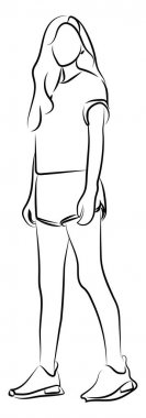 Sıska kız, illüstrasyon, beyaz arka plan vektör.