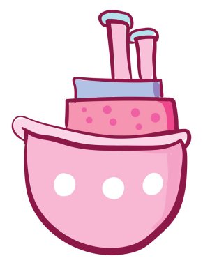 Büyük pembe gemi, illüstrasyon, beyaz arka plan vektör.