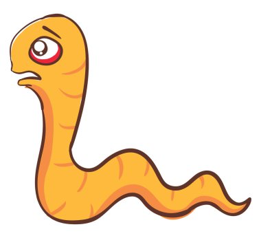 Sarı korkmuş solucan, illüstrasyon, beyaz arka plan vektör.