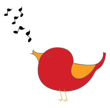 Kırmızı şarkı kuş, illüstrasyon, beyaz arka plan vektör.