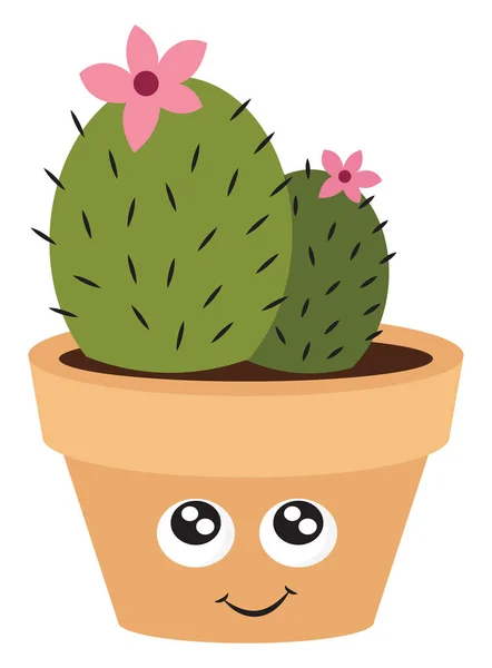 Lindo cactus con flor rosa, ilustración, vector en la espalda blanca — Vector de stock