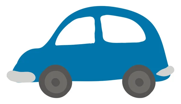 Kleine blauwe auto, illustratie, vector op witte achtergrond. — Stockvector