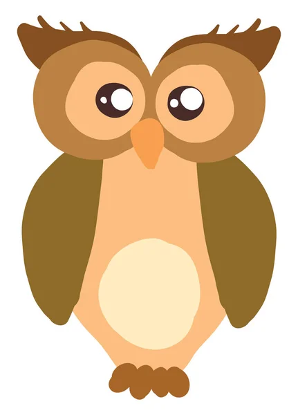 Bruine grote uil, illustratie, vector op witte achtergrond. — Stockvector