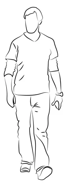 Uomo che cammina per strada, illustrazione, vettore su dorso bianco — Vettoriale Stock
