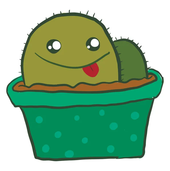 Happy Cactus i potten, illustration, vektor på vit bakgrund. — Stock vektor