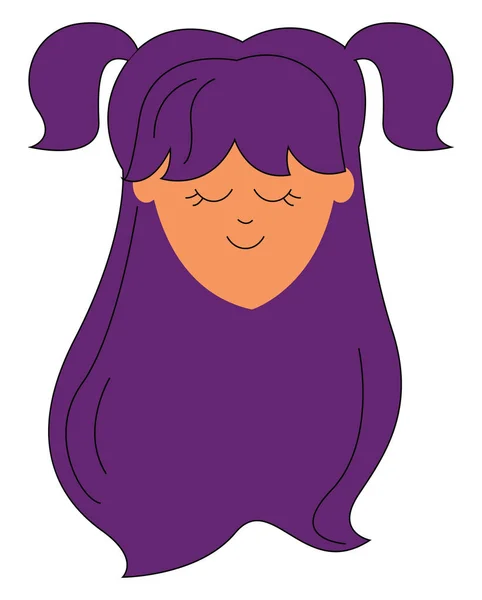 Menina com longos cabelos roxos, ilustração, vetor em branco backgr —  Vetores de Stock