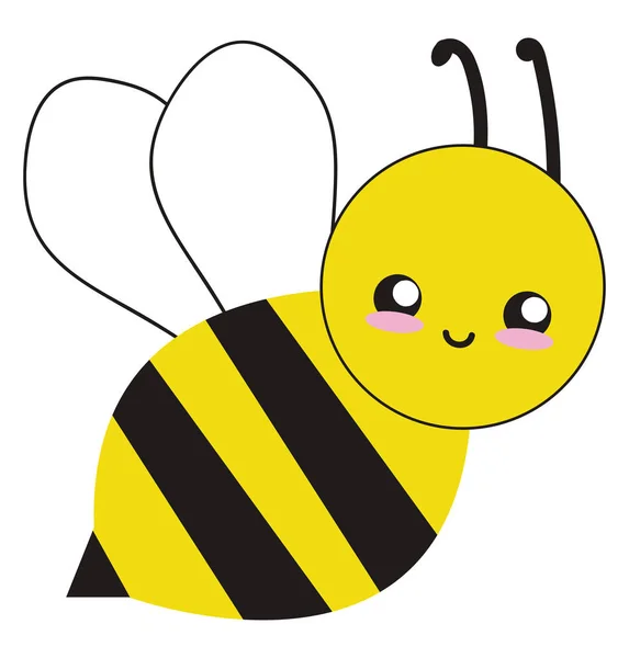 快乐蜜蜂飞行，插图，白色背景的矢量. — 图库矢量图片