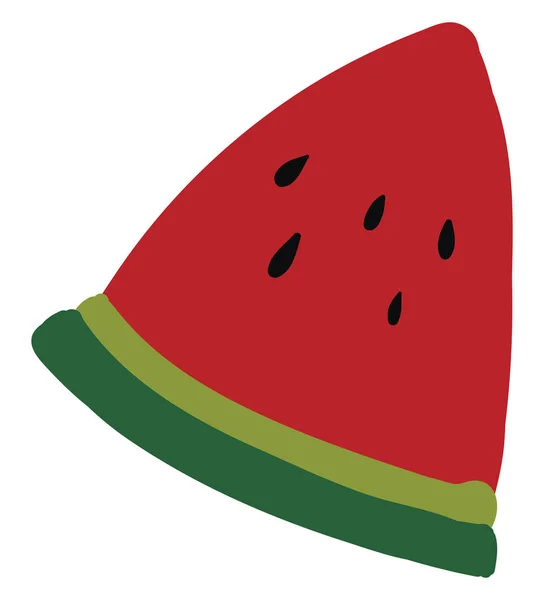 Piece of watermelon, illustration, vector on white background. — Stock Vector