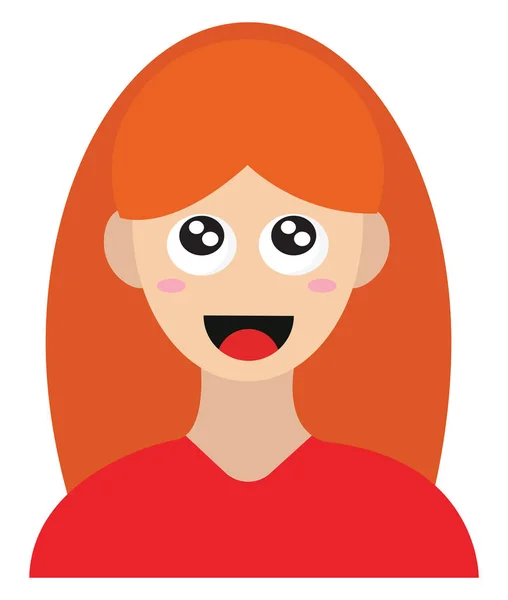 Chica sonriente con camisa roja, ilustración, vector en el respaldo blanco — Vector de stock