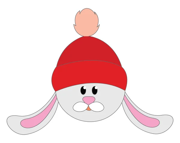 Bunny met rode hoed, illustratie, vector op witte achtergrond. — Stockvector