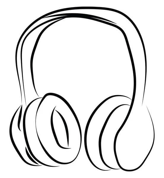 Headphones sketch, illustration, vector on white background. — Stock Vector