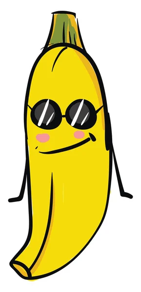 Banane mit Sonnenbrille, Illustration, Vektor auf weißem Backgro — Stockvektor