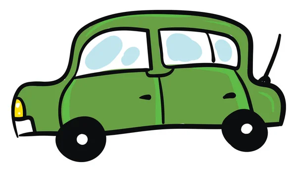 Lange groene auto, illustratie, vector op witte achtergrond. — Stockvector