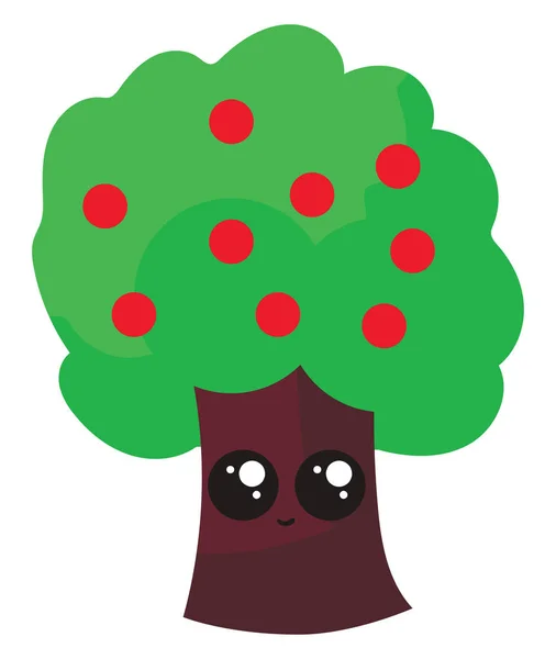 Schattige kleine appelboom, illustratie, vector op witte achtergrond — Stockvector