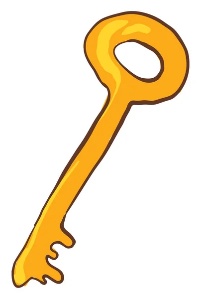 Golden key, illustration, vector on white background. — Stock Vector