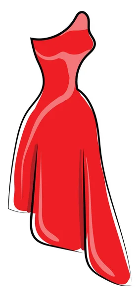 Glamour rotes Kleid, Illustration, Vektor auf weißem Hintergrund. — Stockvektor