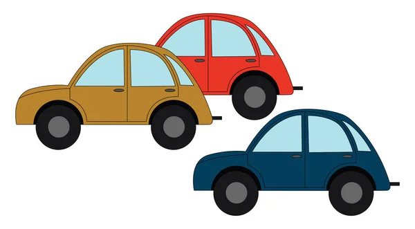 Желто-красный и голубой автомобиль, иллюстрация, вектор на белом заднем плане — стоковый вектор