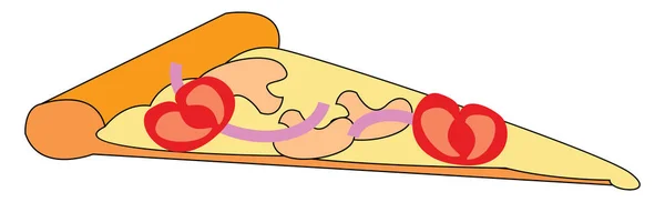Pizza slice med lök, illustration, vektor på vit bakgrunds — Stock vektor