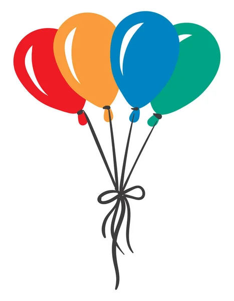 Ein Bündel bunter Luftballons, Illustration, Vektor auf weißem Hintergrund — Stockvektor