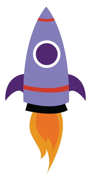紫色の宇宙ロケット、イラスト、白い背景のベクトル. — ストックベクタ