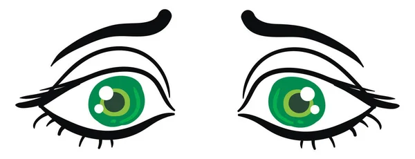 Triste ojos verdes, ilustración, vector sobre fondo blanco . — Vector de stock